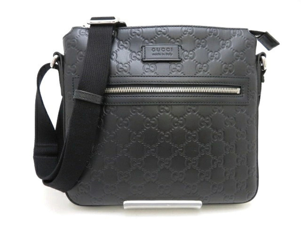 Gucci Shoulder Bag GG Supreme Gucci Guccissima Leather Black